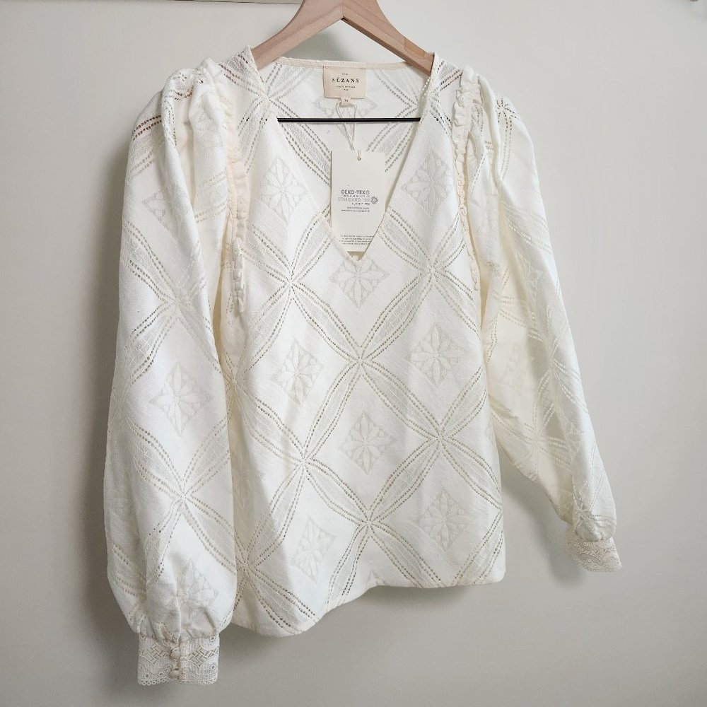Sezane Lauren Blouse 34 in Ecru